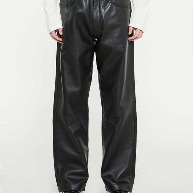 선플라워 트위스트 레더팬츠