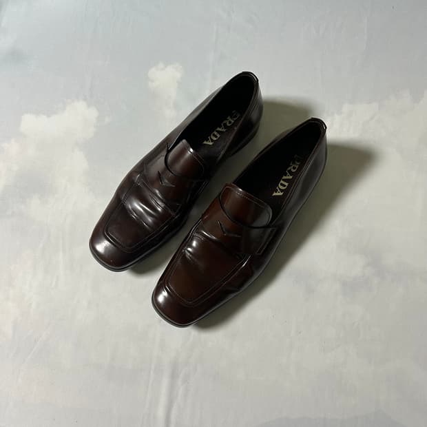 Prada semi square toe loafers