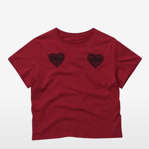 이이이알알알 Semi-crop T-shirt Red