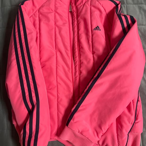 빈티지 아디다스 경량패딩 핫핑크 기모안감 