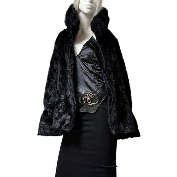 빈티지 Faux 퍼 코트 자켓