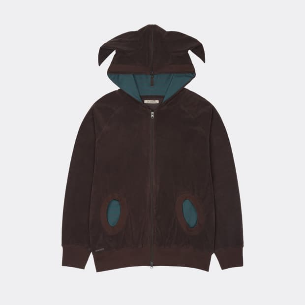 코이세이오 HORN STRIPED ZIP-UP HOODIE - BROWN
