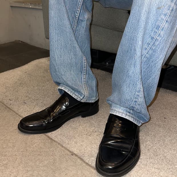 Prada leather aged penny loafers 