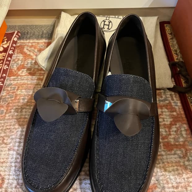 에르메스 켈리버클 데님로퍼