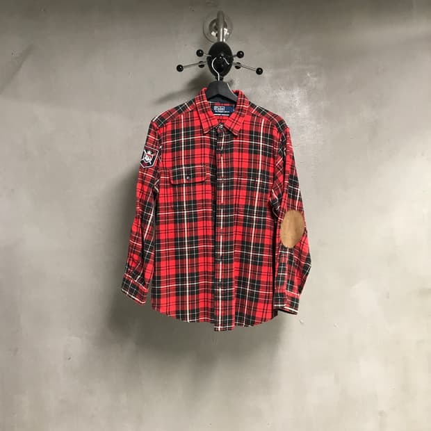폴로 랄프로렌 패치 체크 셔츠 L