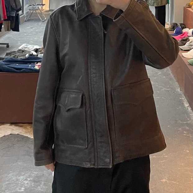 빈티지 커피 레더 포켓 자켓 H2121