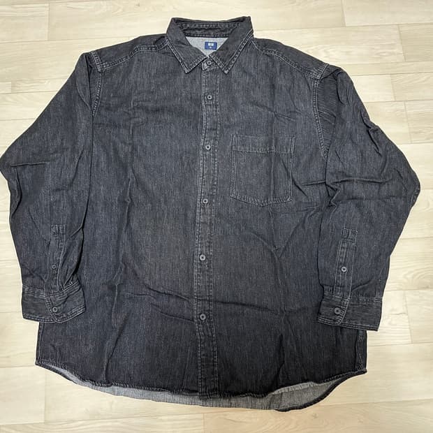 유니클로 오버데님셔츠 와이드스트레이트진