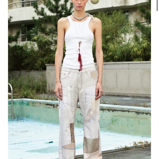 OPEN YY PATCHWORK EFFECT LOOSE BOOTCUT