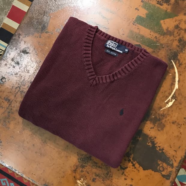폴로랄프로렌 버건디 코튼 오버핏 니트 남성 102 여성 프리사이즈 