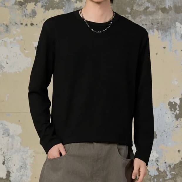 골지 크롭 라운드 티셔츠