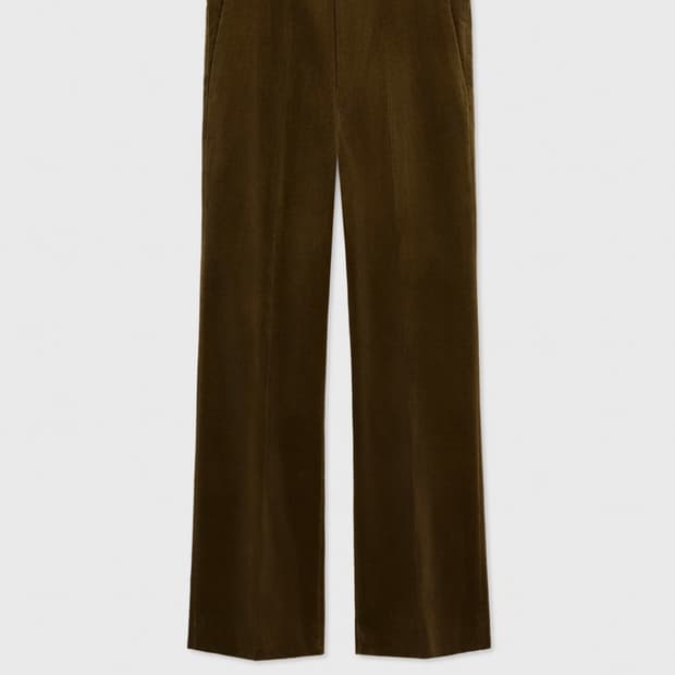 70S EVASE CORDUROY PANTS OLIVE BROWN