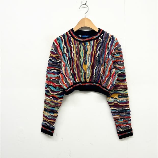 Limnos Australia 림노스 멀티컬러 케이블 크롭 니트