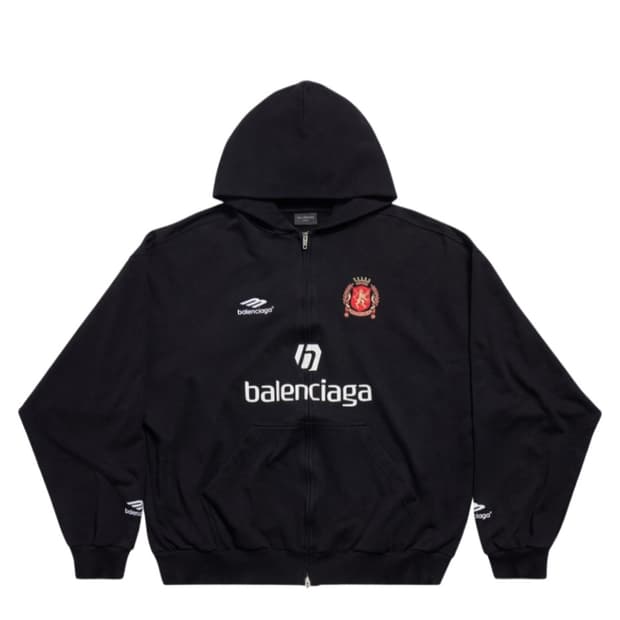 발렌시아가 사커 시리즈 사커 미디움 핏 집업 후드 블랙