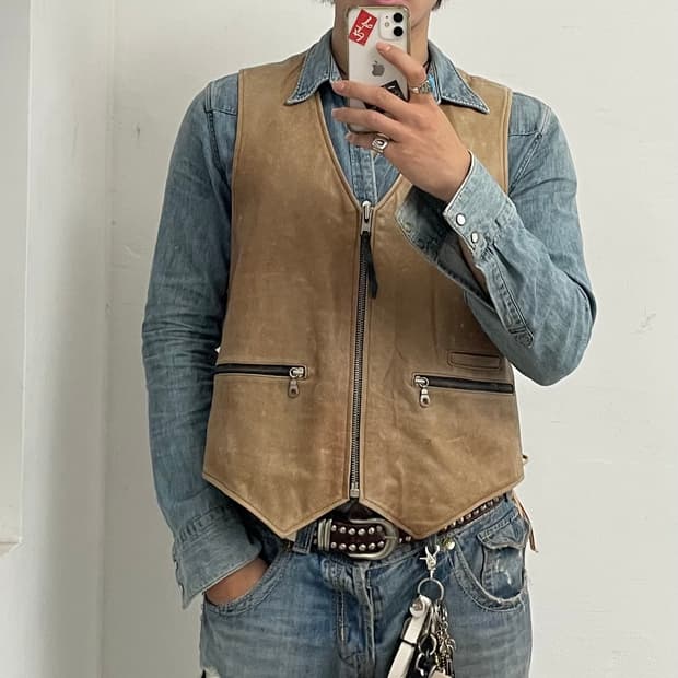 할리데이비슨 빅로고 히피 레더 베스트