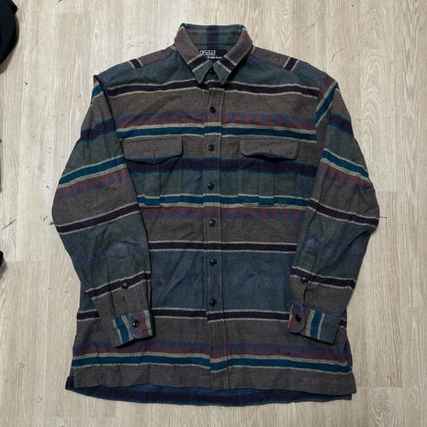 폴로 랄프로렌 아즈텍 헤비 울 플란넬 나바호 셔츠 L