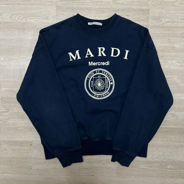 마르디 메크르디 여성 오버사이즈 빅프린팅 맨투맨 [네이비] FREE