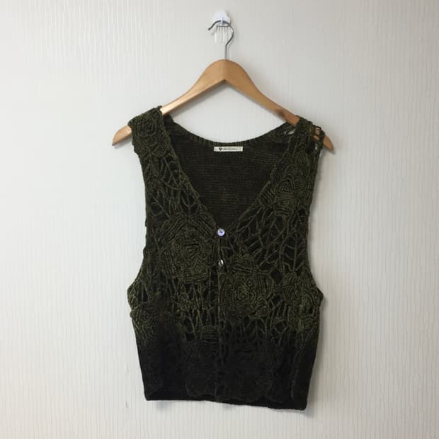 일본 빈티지 뜨개 조끼 가디건 모리걸 코디