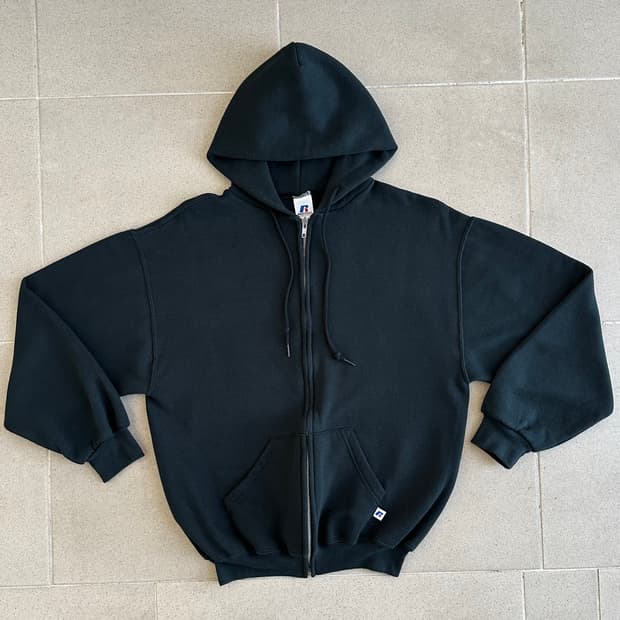 00s 빈티지 러셀 후드집업 다크그린 M