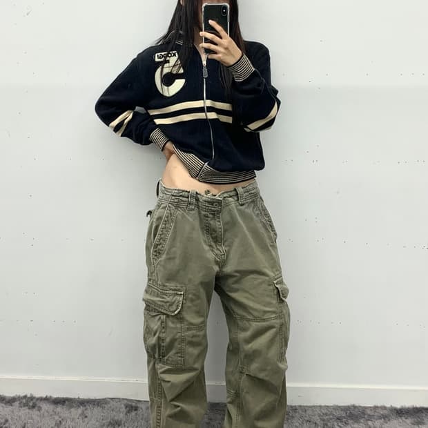  지퍼 디테일 카고팬츠
