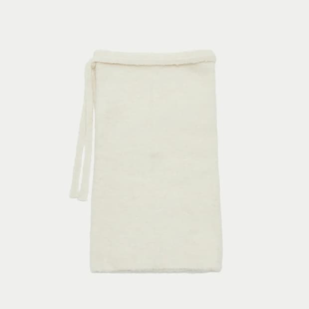 아모멘토 MIX BOUCLE WRAP SKIRT_IVORY