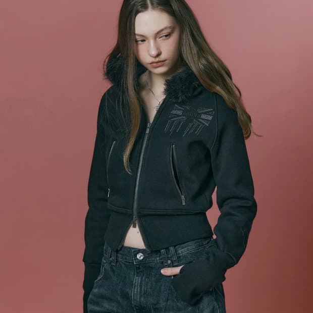 플리즈노팔로우 베키 퍼 후드집업 블랙