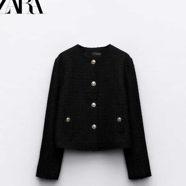 ZARA 자라 블랙 트위드 자켓 여성