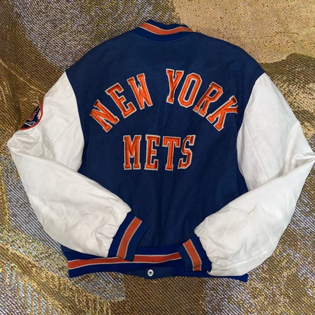 90s 뉴욕메츠 PYRAMID 야구(mlb) 가죽 바시티 자켓 L