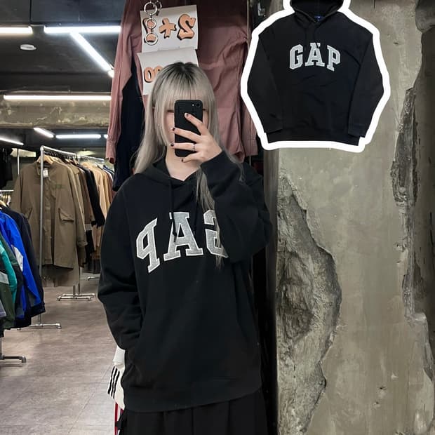 갭 빅로고 후드티 블랙 L #csz2932