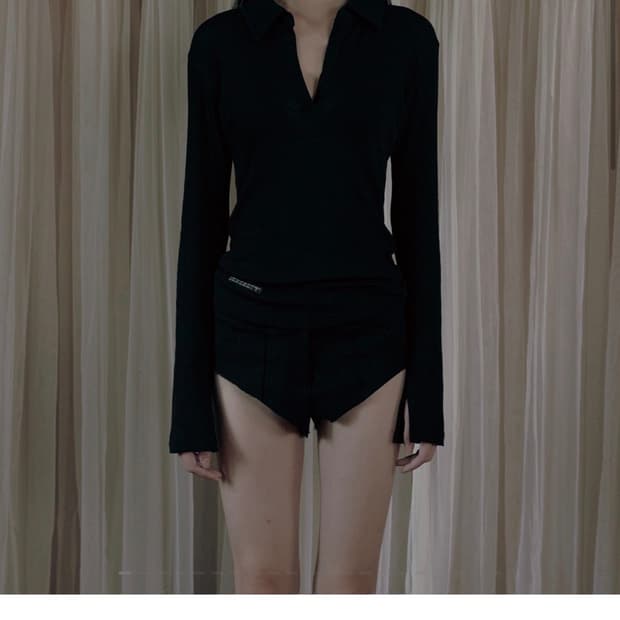 보헤미안 서울 SHEER COLLAR LONG SLEEVE, BLACK