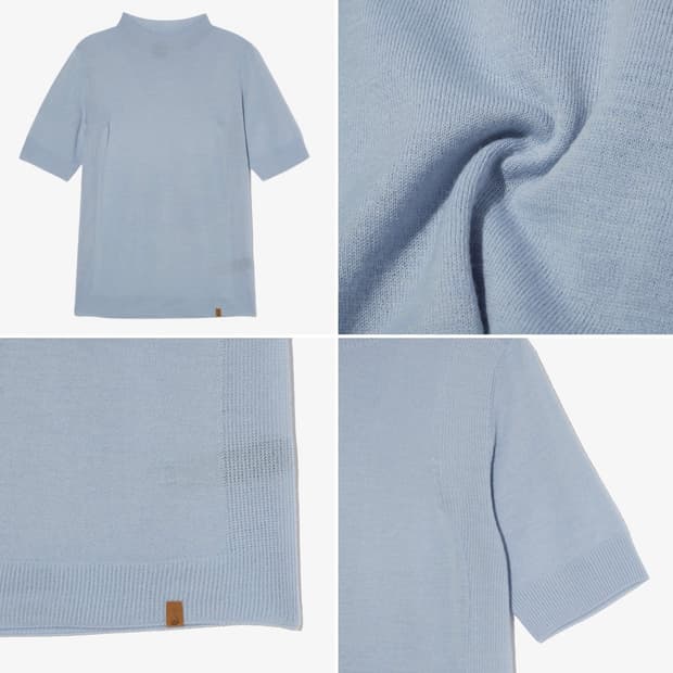 노스페이스 코지 울 반팔 터틀넥 니트 라이트 블루