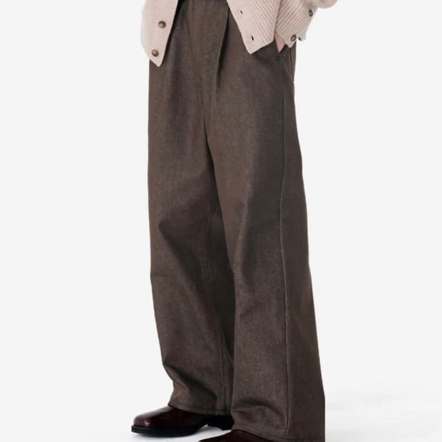 86로드 리얼 와이트 원턱 데님 브라운