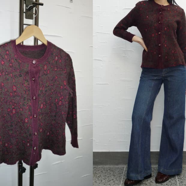 Beads flower cardigan