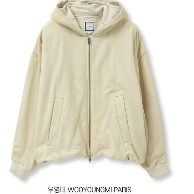 정품 우영미 아이보리 오버핏 쉬폰 후드집업 새제품 48사이즈