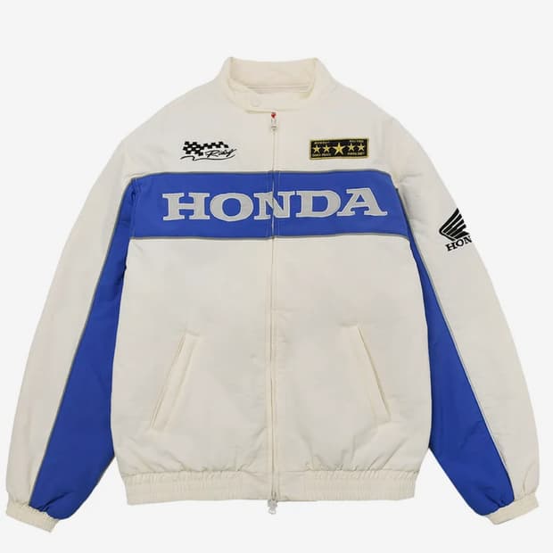혼다 파이핑 모터사이클 블루종 자켓 아이보리