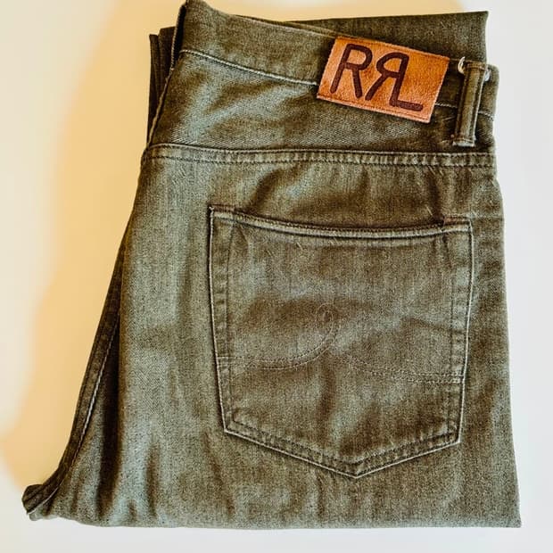 RRL 더블알엘 빈티지 5 포켓 올리브 셀비지 데님 34×32