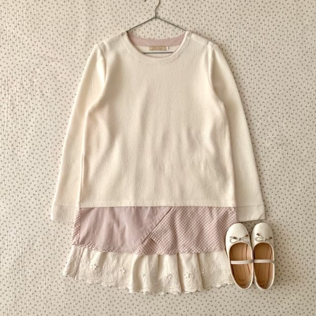 크로커다일 핑크 체크 셔츠 레이어드 탑