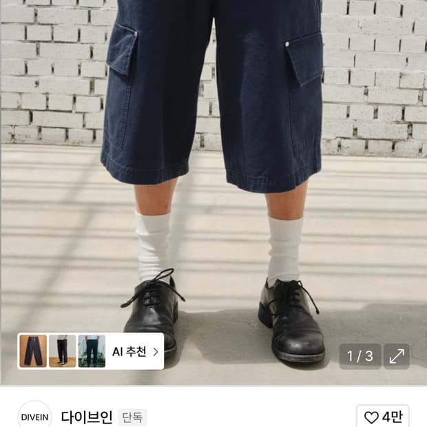 다이브인 점보카고 버뮤다 팬츠 2사이즈