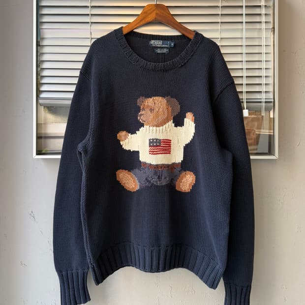 Polo Ralph Lauren 90s bear sit-down knit