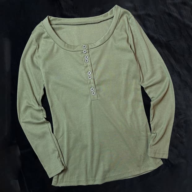 일본빈티지 헨리넥 긴팔티셔츠