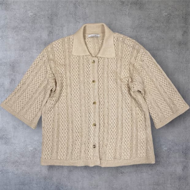 르17셉템버 크림 린넨 블렌드 하프 슬리브 니트 가디건 38