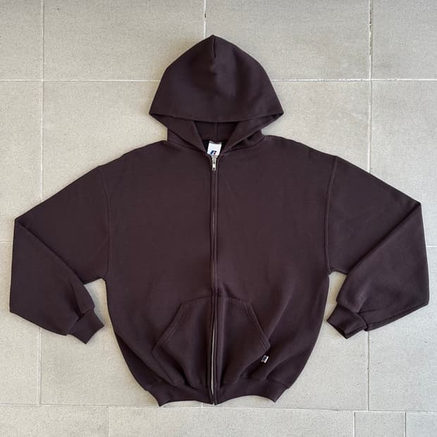 00s 빈티지 러셀 후드집업 브라운 M