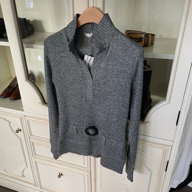 vintage belted slim collar knit