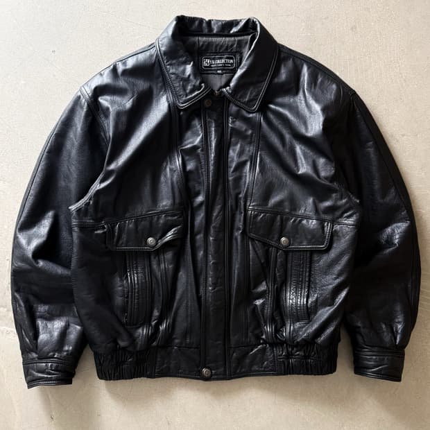 Vintage Sheepskin Leather Bomber Jacket