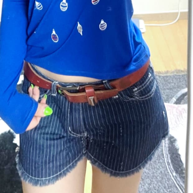 브랜디멜빌 스트라이프 로우라이즈 데님 쇼츠 S
