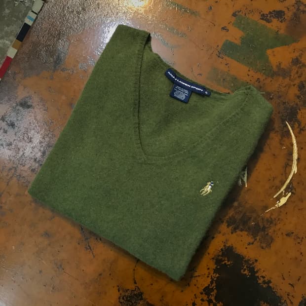 폴로랄프로렌 그린 카키 캐시미어 혼방 니트 여성 55 