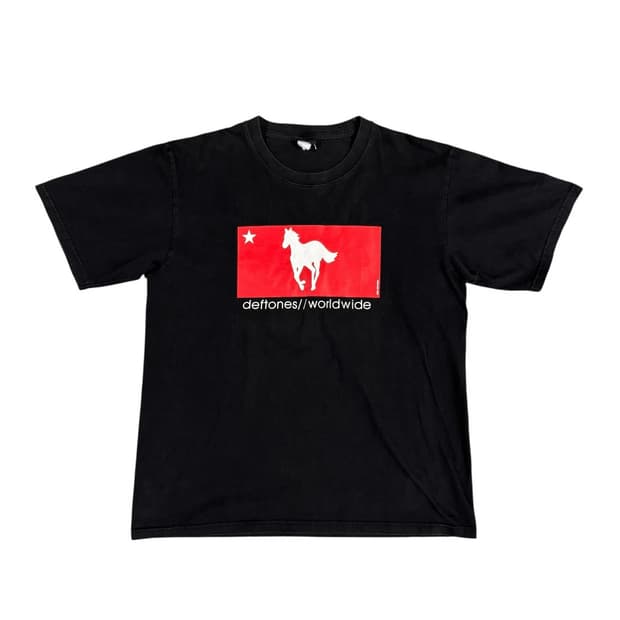 2000 Deftones 데프톤즈 화이트포니 레드 박스로고 티셔츠