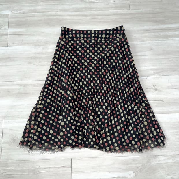 Black Vintage Dot Midi Skirt