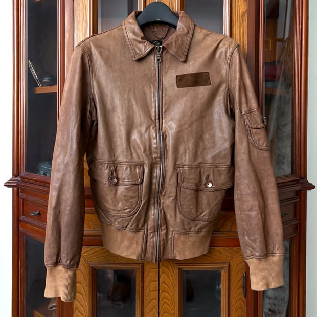 시시 빈티지 밀리터리 A-2 레더 플라이트 자켓