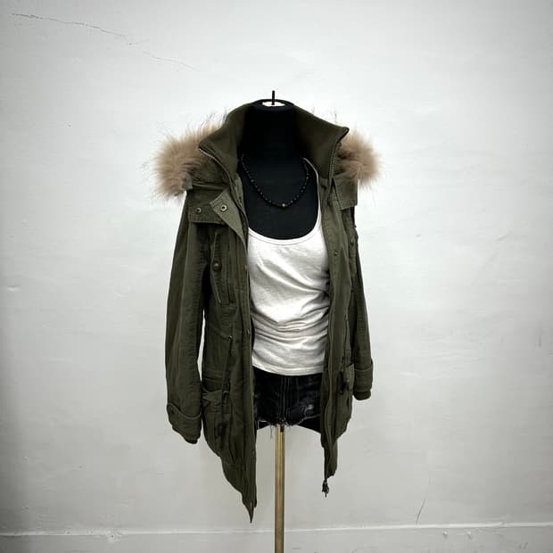 Spiral girl khaki fur jacket