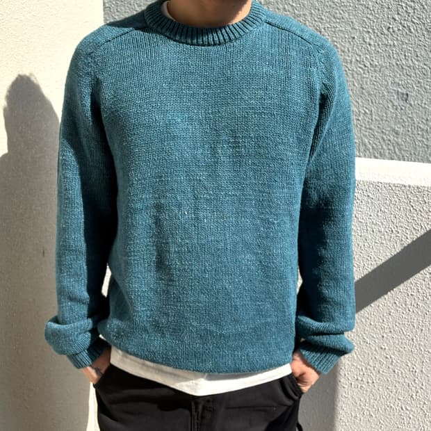 LLbean 라운드 니트 블루 (레어컬러) L